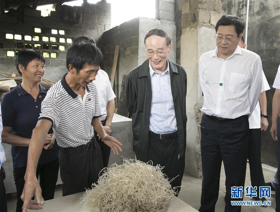 9月3日至5日，中共中央政治局常委、中央紀(jì)委書記、中央巡視工作領(lǐng)導(dǎo)小組組長(zhǎng)王岐山在湖南省調(diào)研并主持召開巡察工作座談會(huì)。這是9月4日，王岐山在瀏陽(yáng)市官橋鎮(zhèn)石灰嘴村貧困戶家中了解脫貧情況。新華社記者 王曄 攝

